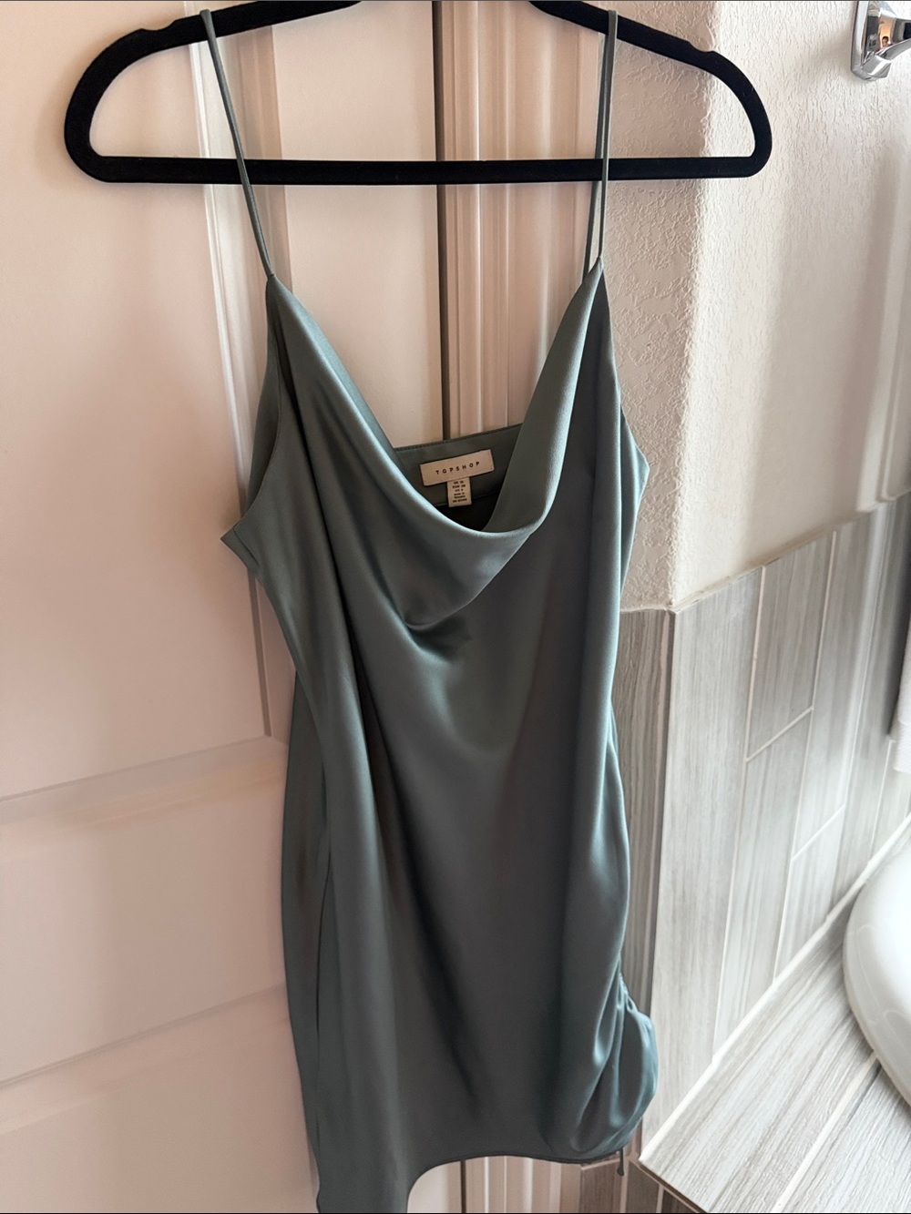 Topshop Sage Green Cowl Slip Dress